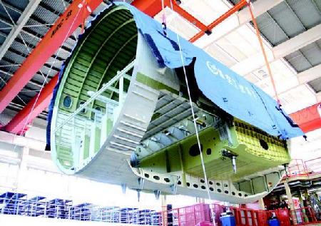 C919裝配現(xiàn)場(chǎng)。